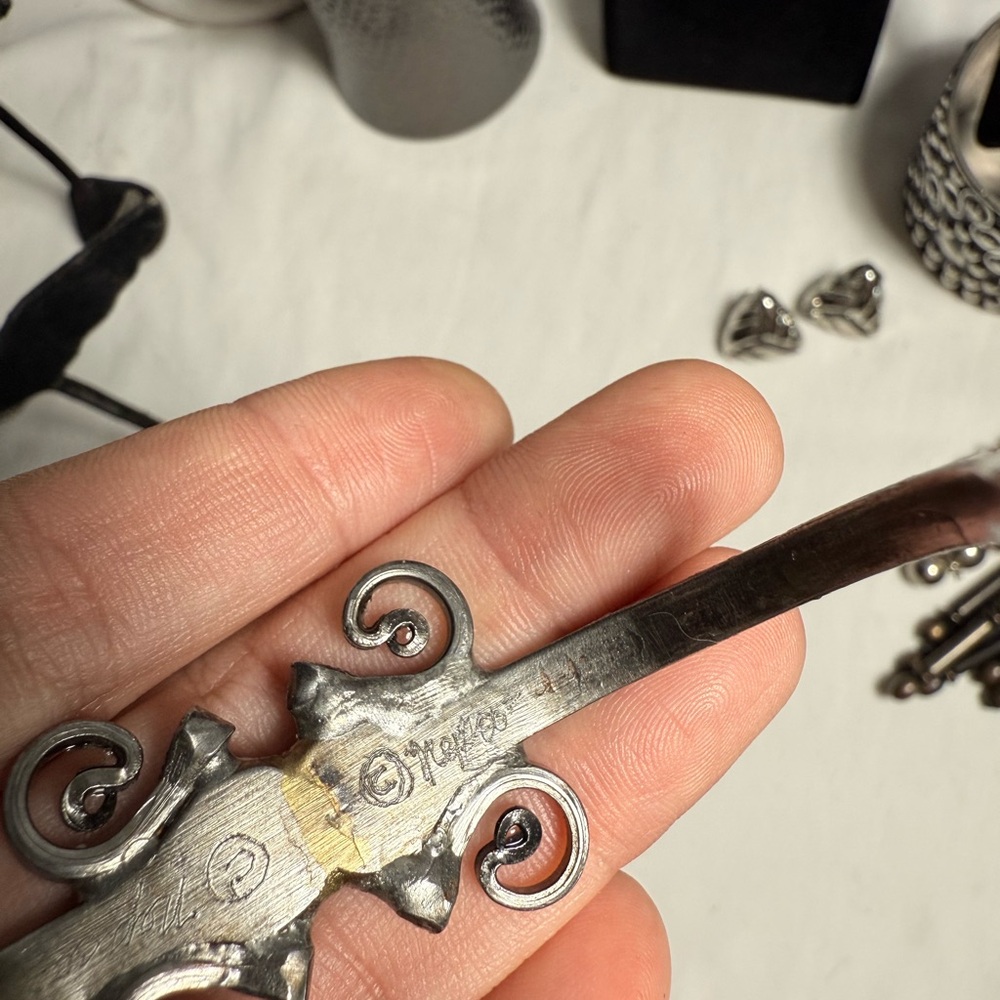 Silvertone Statement Jewelry Lot - image 4